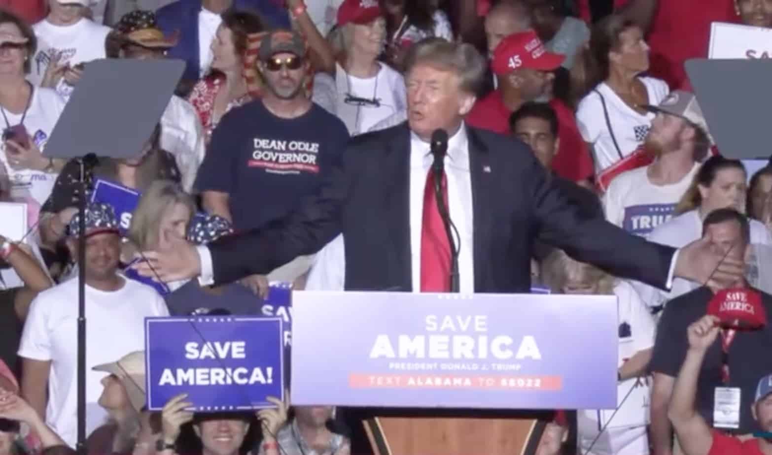 Donald Trump roars from Alabama, speaking to mass crowd at Save America Rally